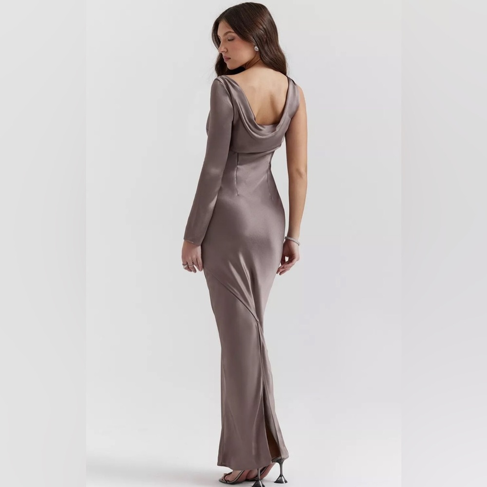 HOUSE OF CB 'Catiana' Smoke One Sleeve Maxi Dress/Size XS-US 2-4